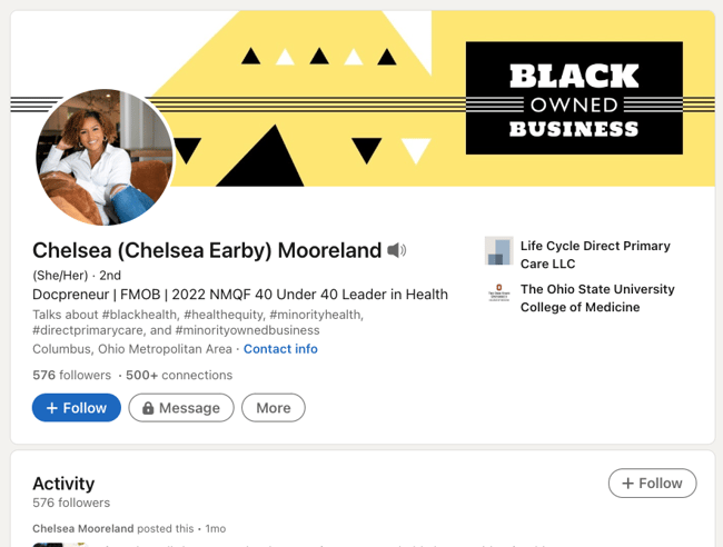 linkedin summary examples: chelsea mooreland